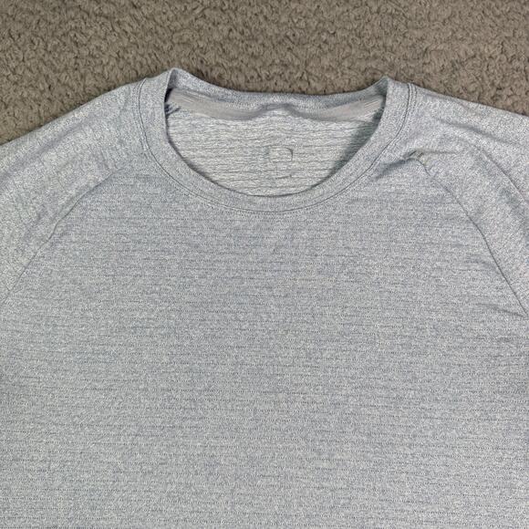 Lululemon Shirt Mens M Blue Dry Sense License to Train Short Sleeve Curve Hem - Picture 1 of 9